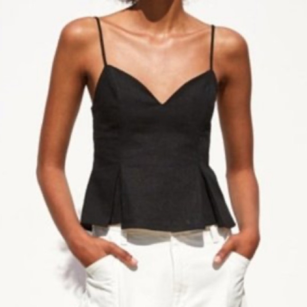 Zara Linen Vneck peplum tank